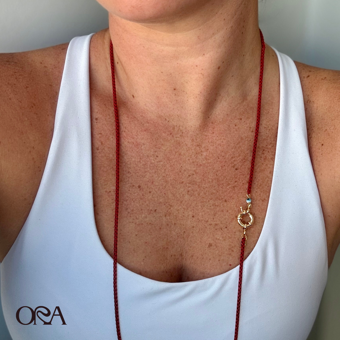 Box Chain Necklace in Thin Red