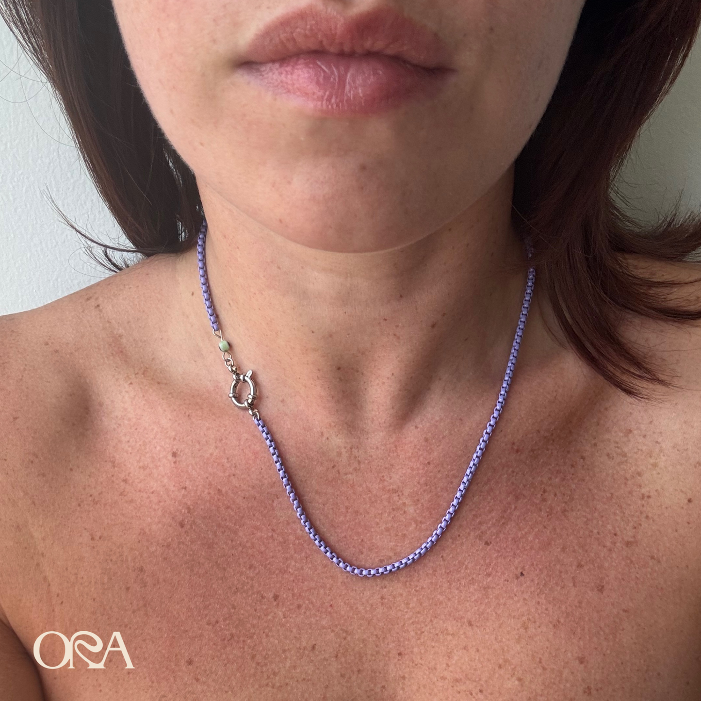 Box Chain Necklace in Lilac - ORA