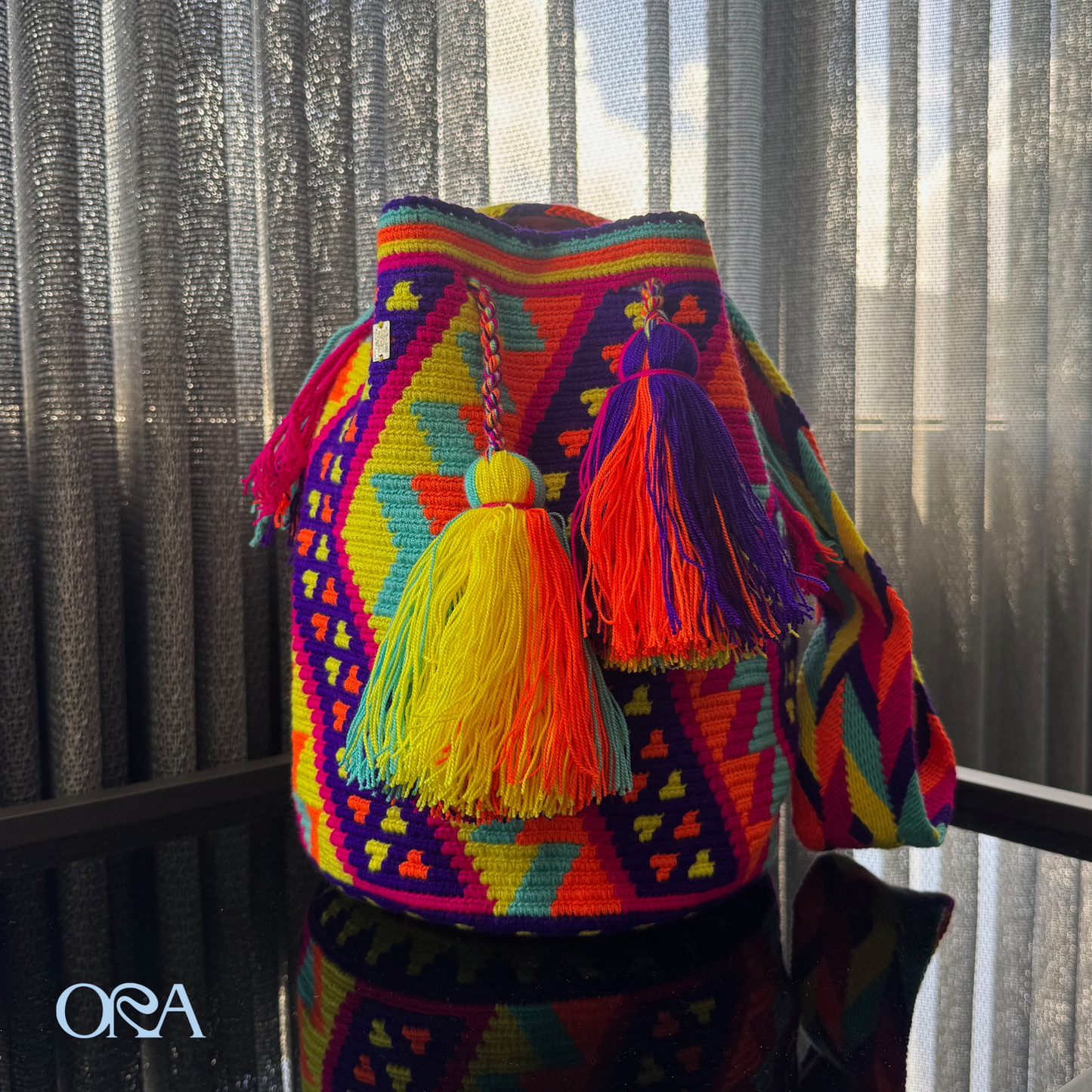 Wayuu Bag Purple Neon Pattern - ORA