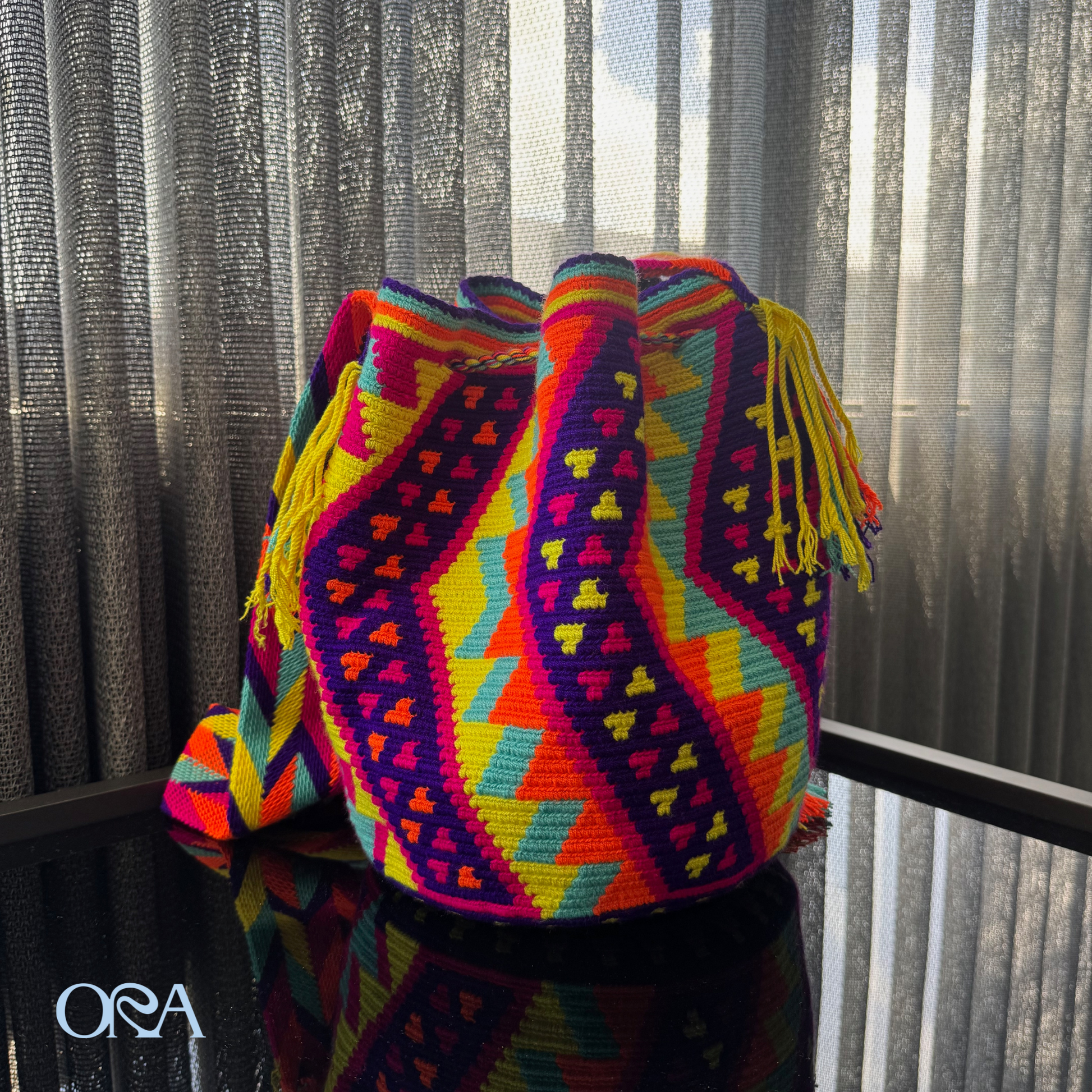Wayuu Bag Purple Neon Pattern - ORA