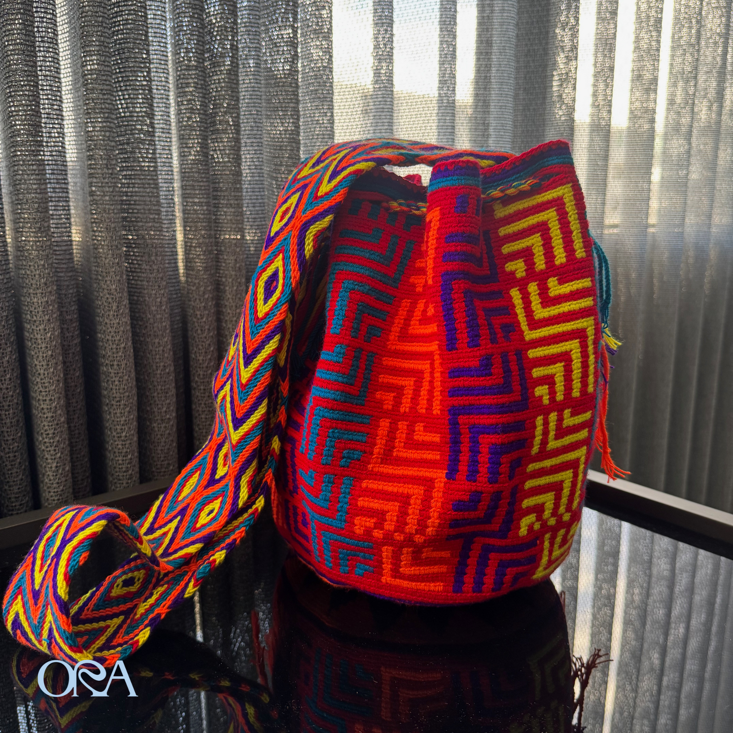 Wayuu Bag Red Neon Pattern - ORA