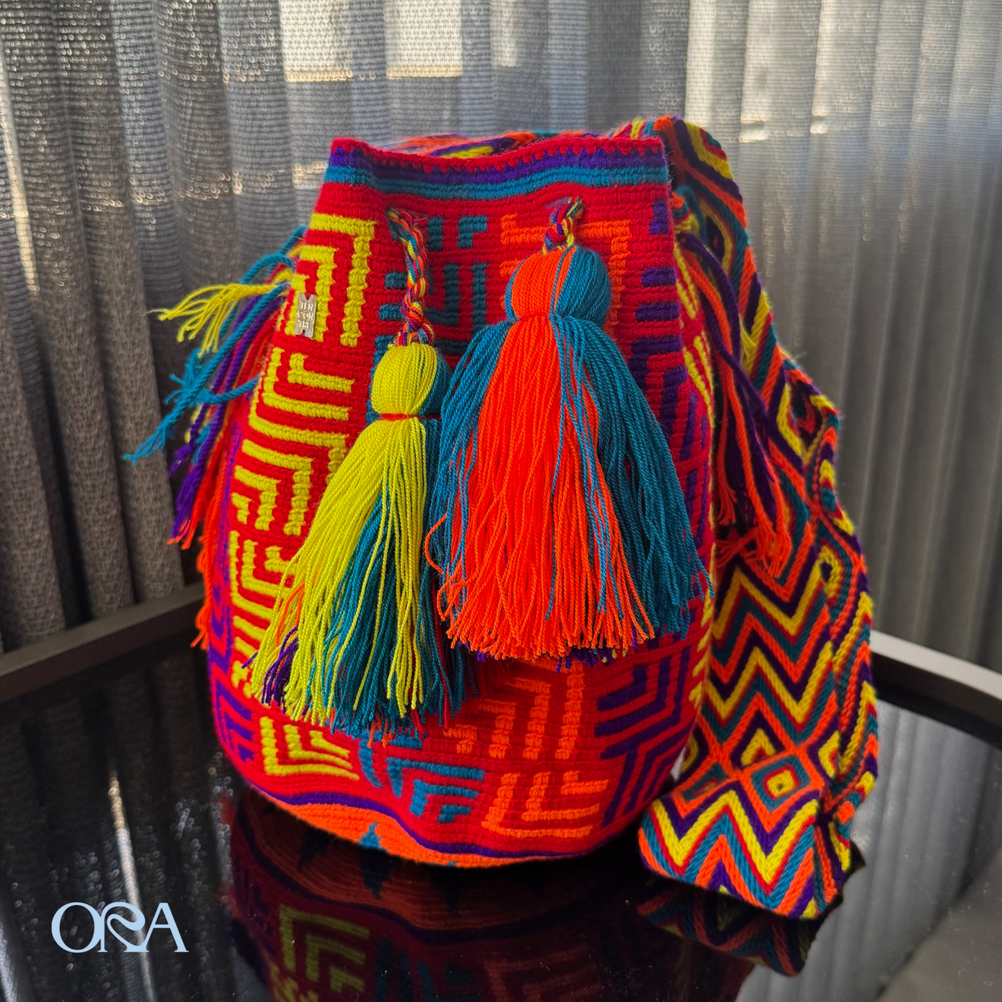 Wayuu Bag Red Neon Pattern - ORA