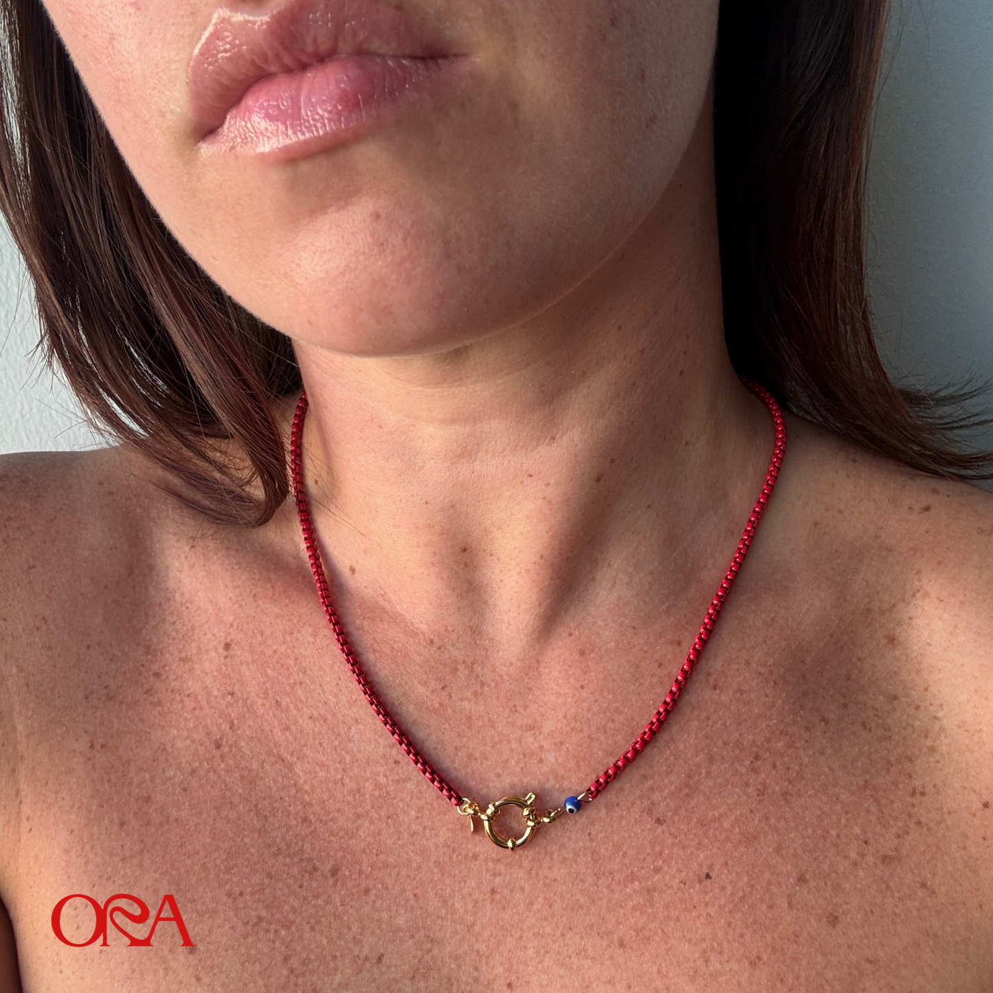 Box Chain Necklace in Red - ORA