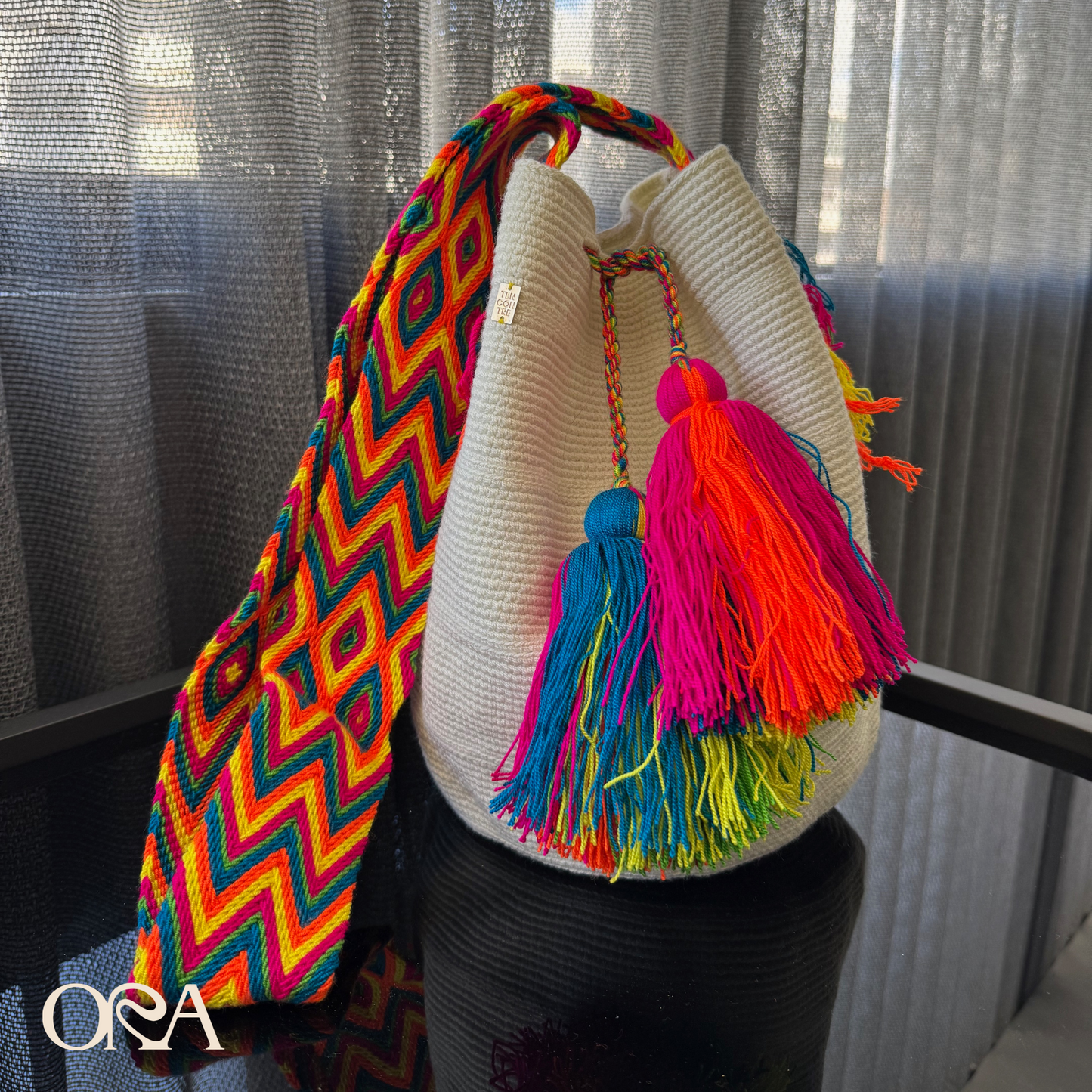 Wayuu Bag in White Neon - ORA