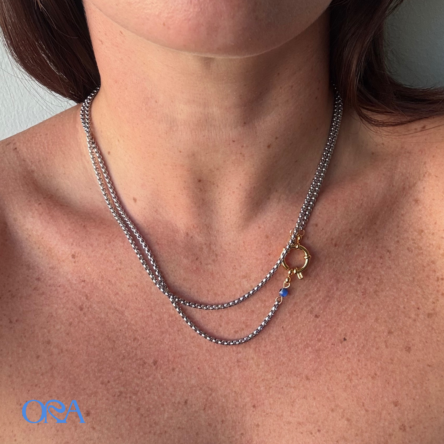 Box Chain Necklace in Silver - ORA