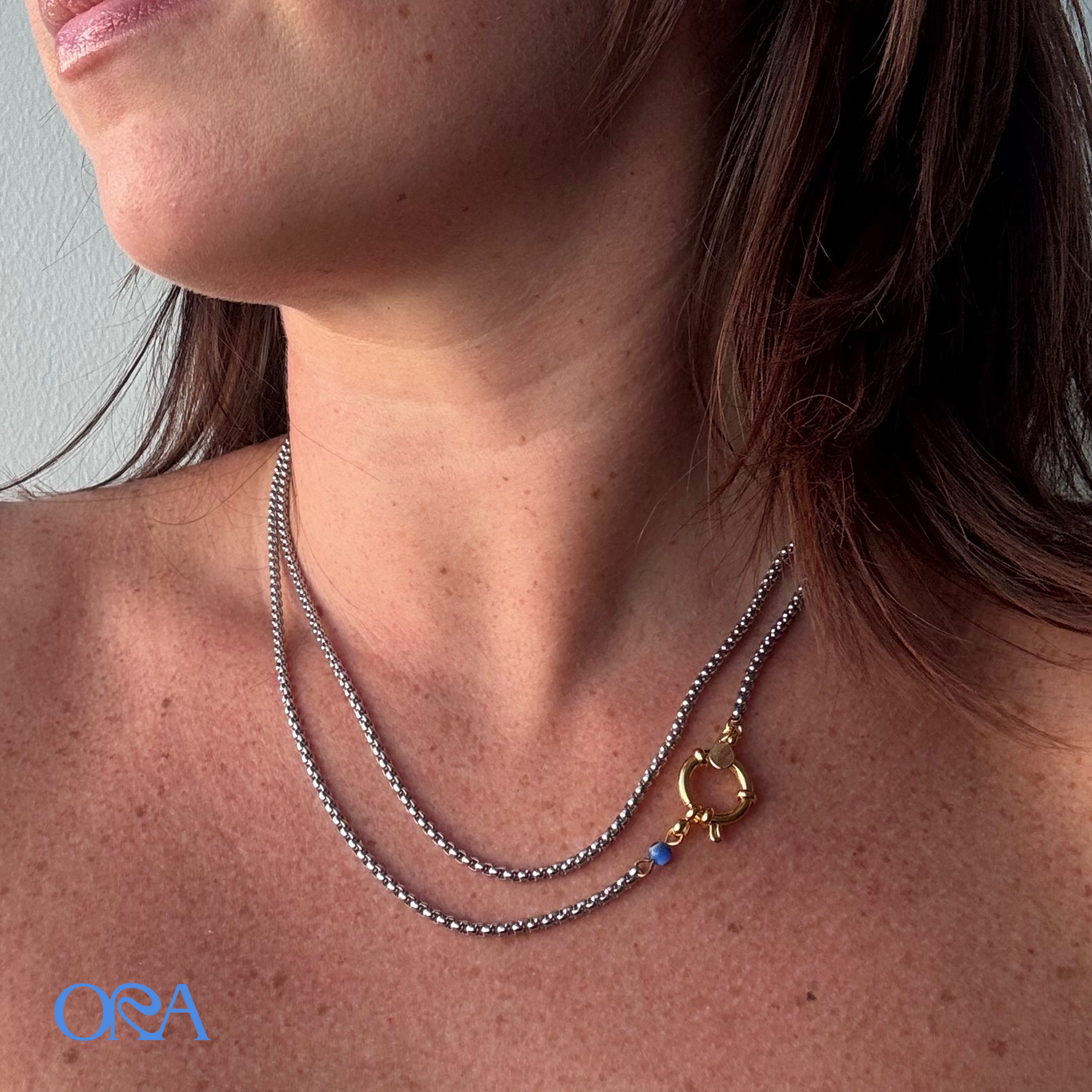 Box Chain Necklace in Silver - ORA