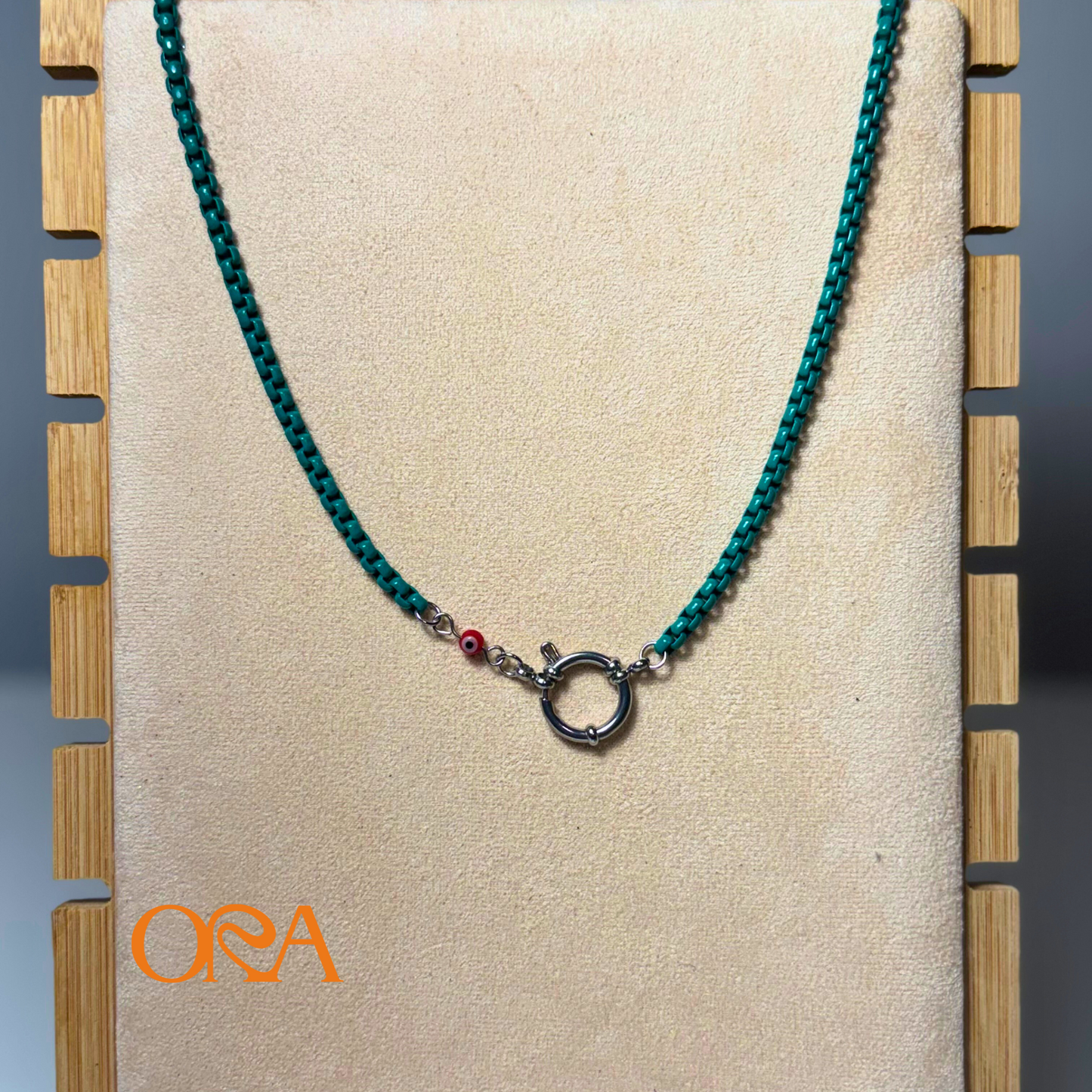 Box Chain Necklace in Thick Teal