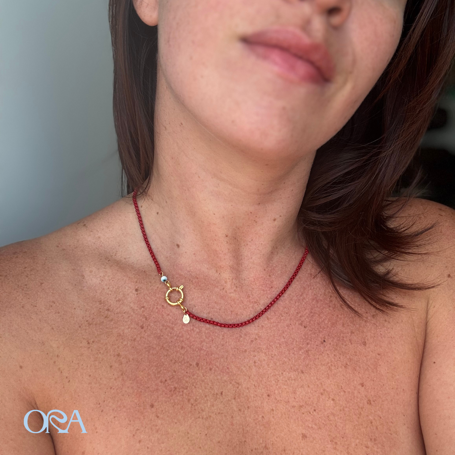 Box Chain Necklace in Thin Red - ORA