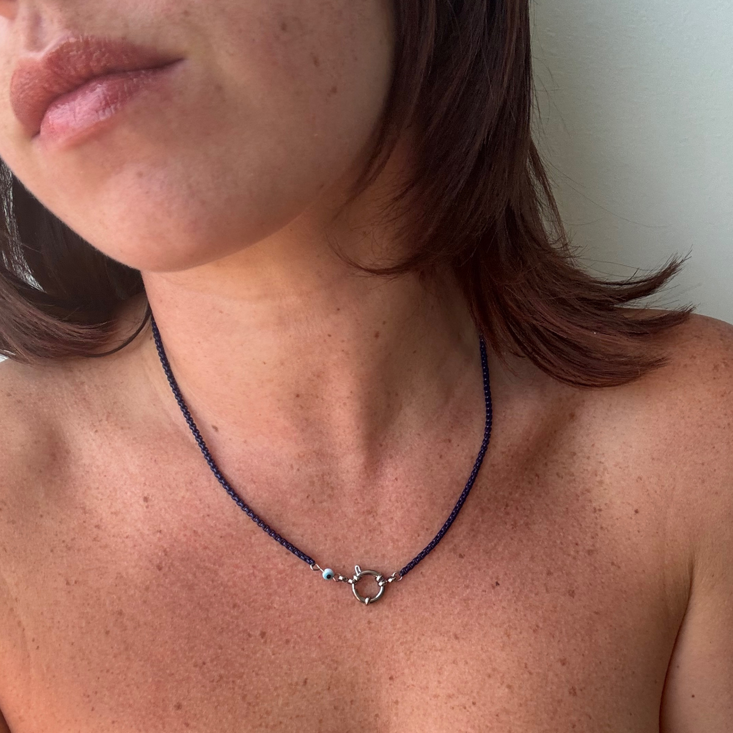Box Chain Necklace in Thin Sapphire - ORA