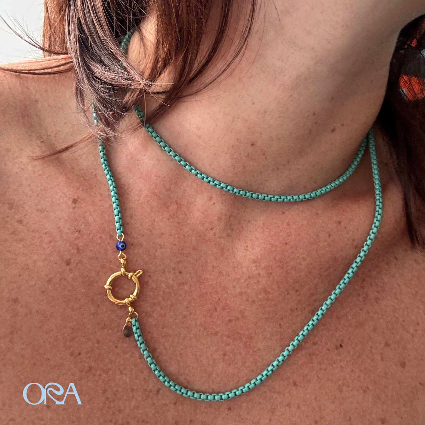 Box Chain Necklace in Turquoise - ORA