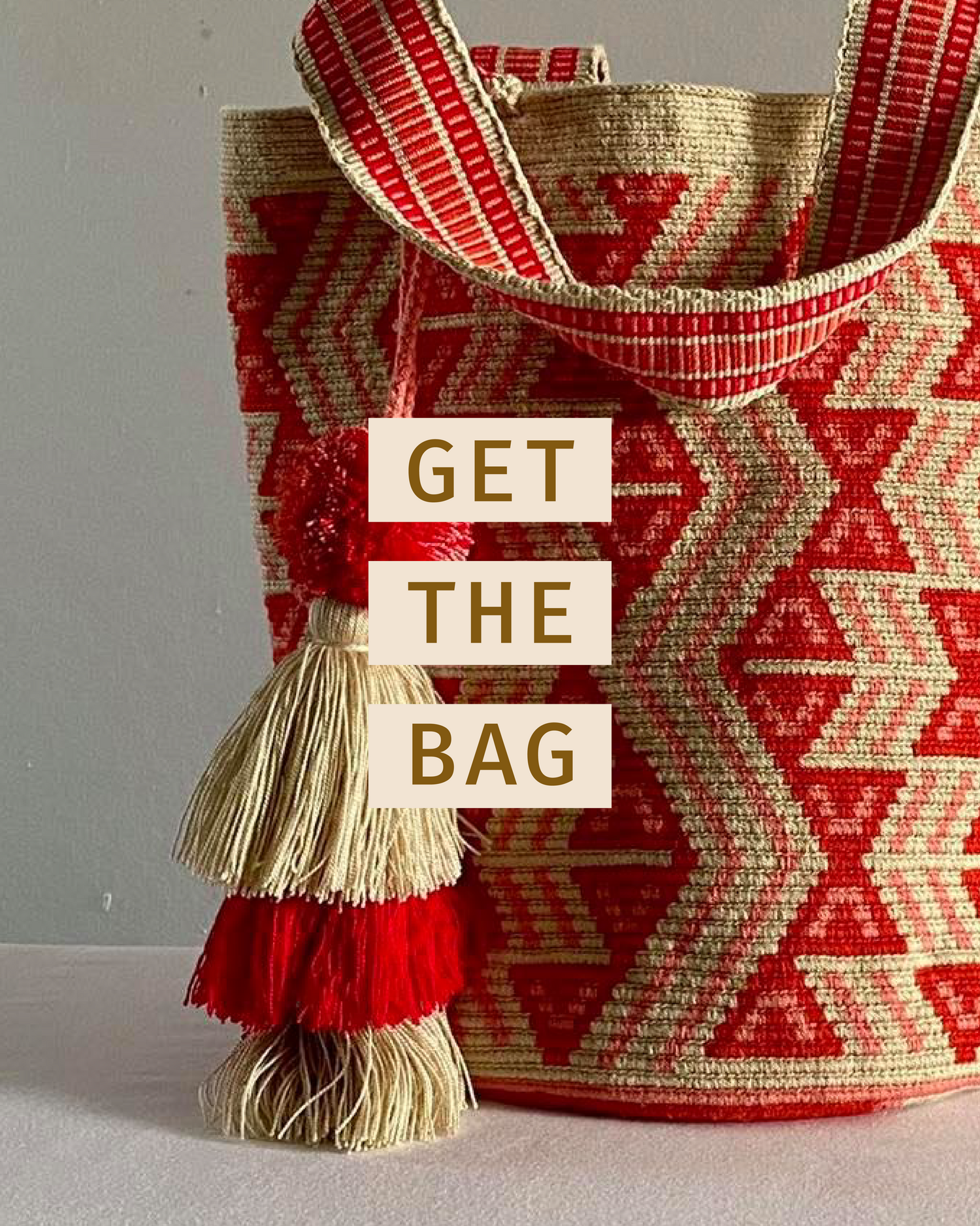 Get the bag handmade handwoven tote colombian wayuu cream red roja rosa crema - ORA Handmade Puerto Rico