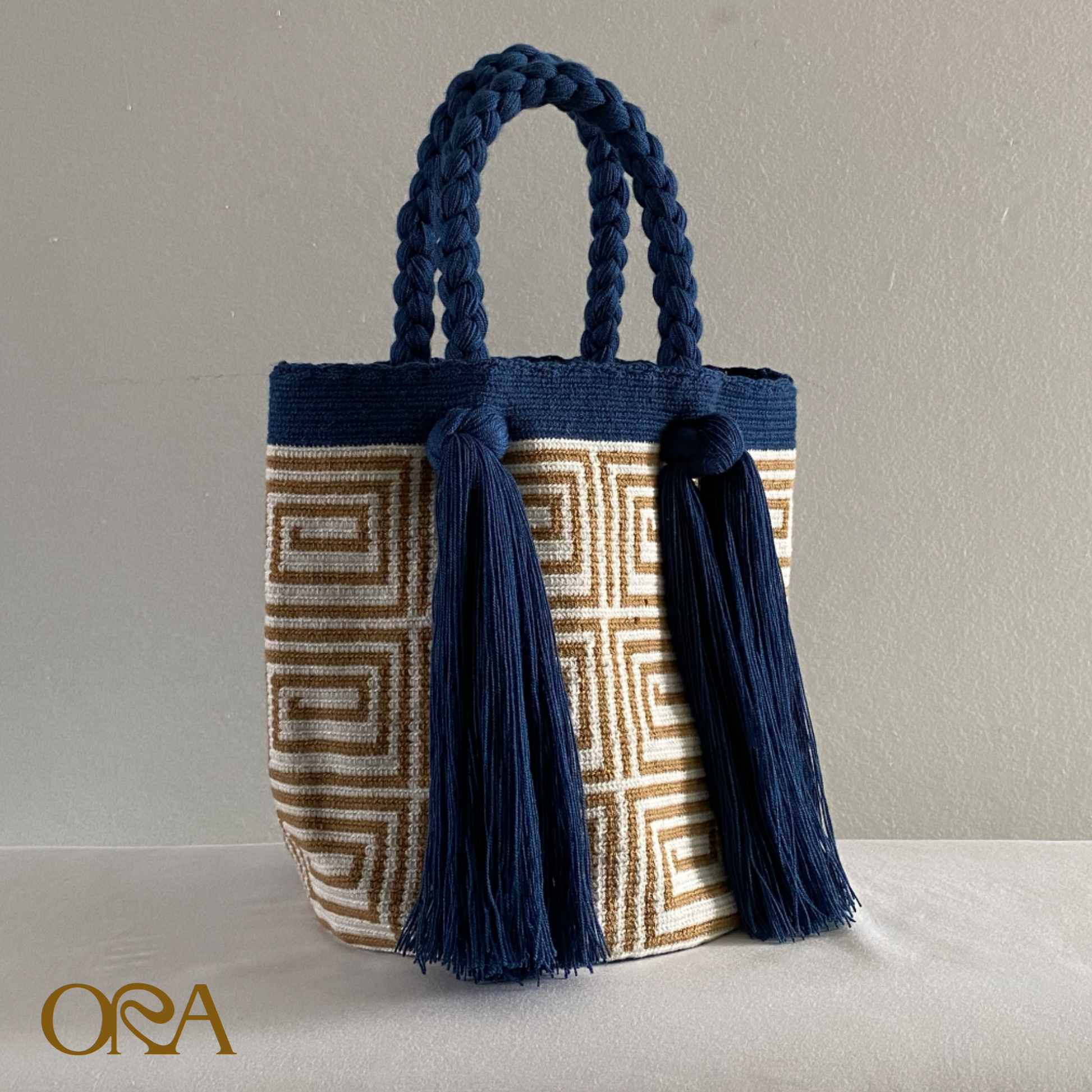 Bolsito Wayuu in Blue and Cream - ORA
