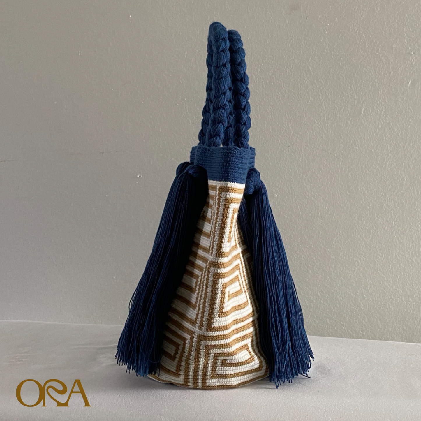 Bolsito Wayuu in Blue and Cream - ORA