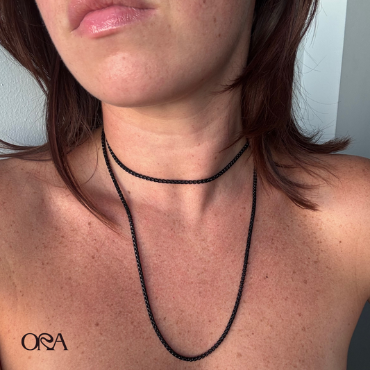 Box Chain Necklace in Black - ORA
