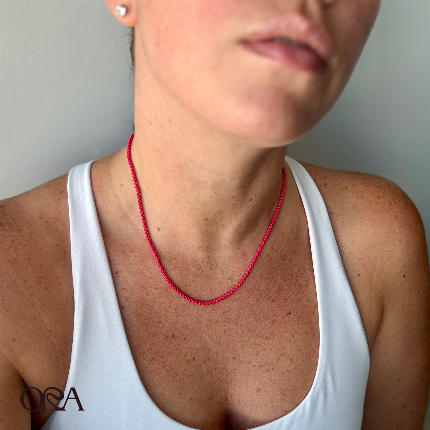 Box Chain Necklace in Hot Pink