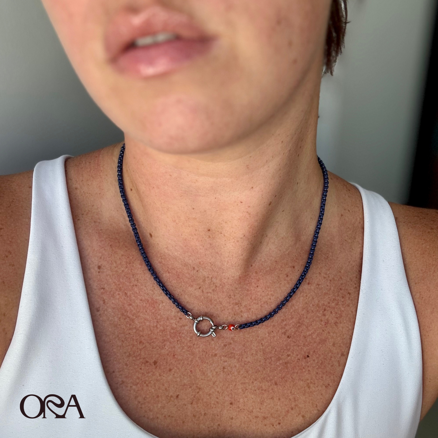 Box Chain Necklace in Indigo
