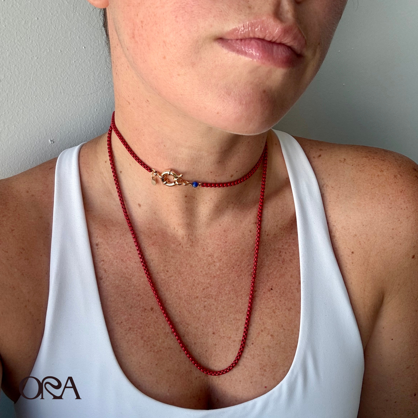 Box Chain Necklace in Red