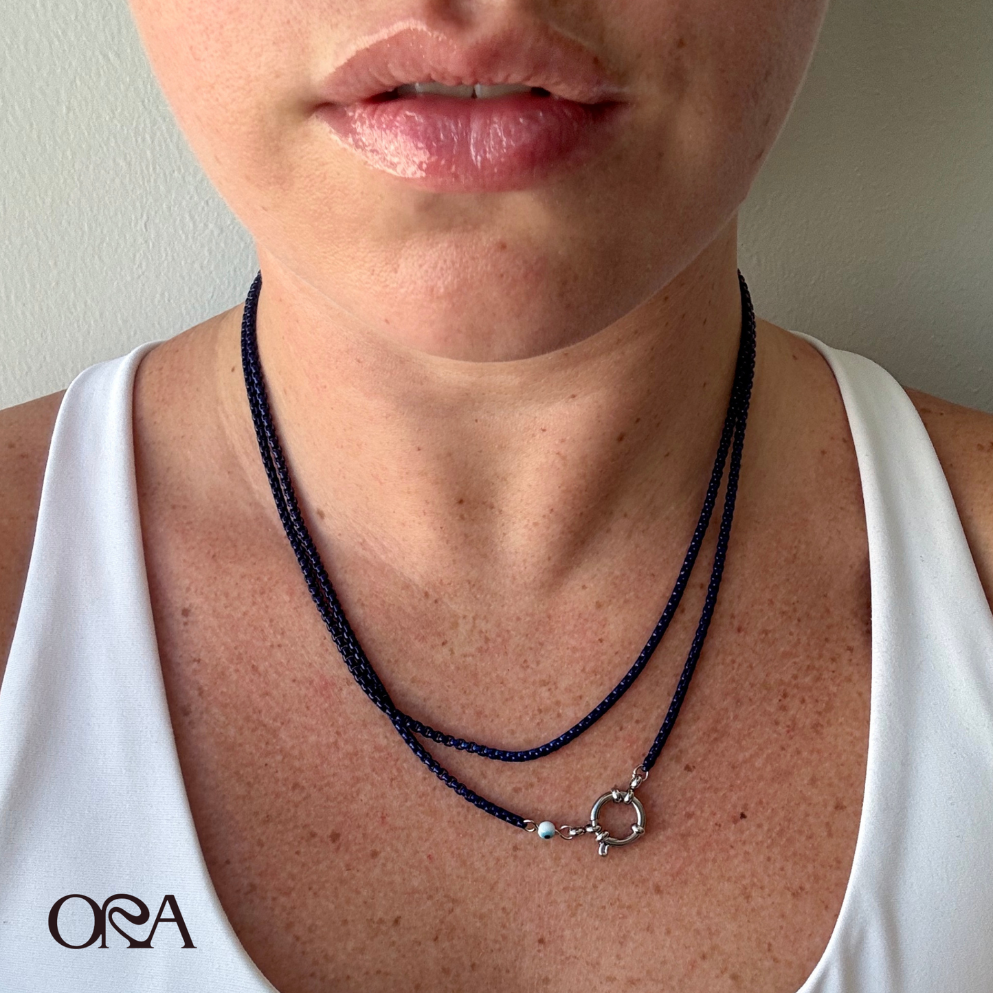 Box Chain Necklace in Sapphire