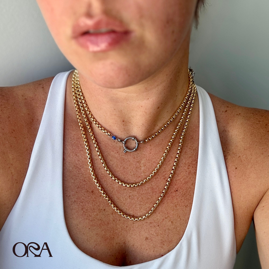 Box Chain Necklace in Thick Gold