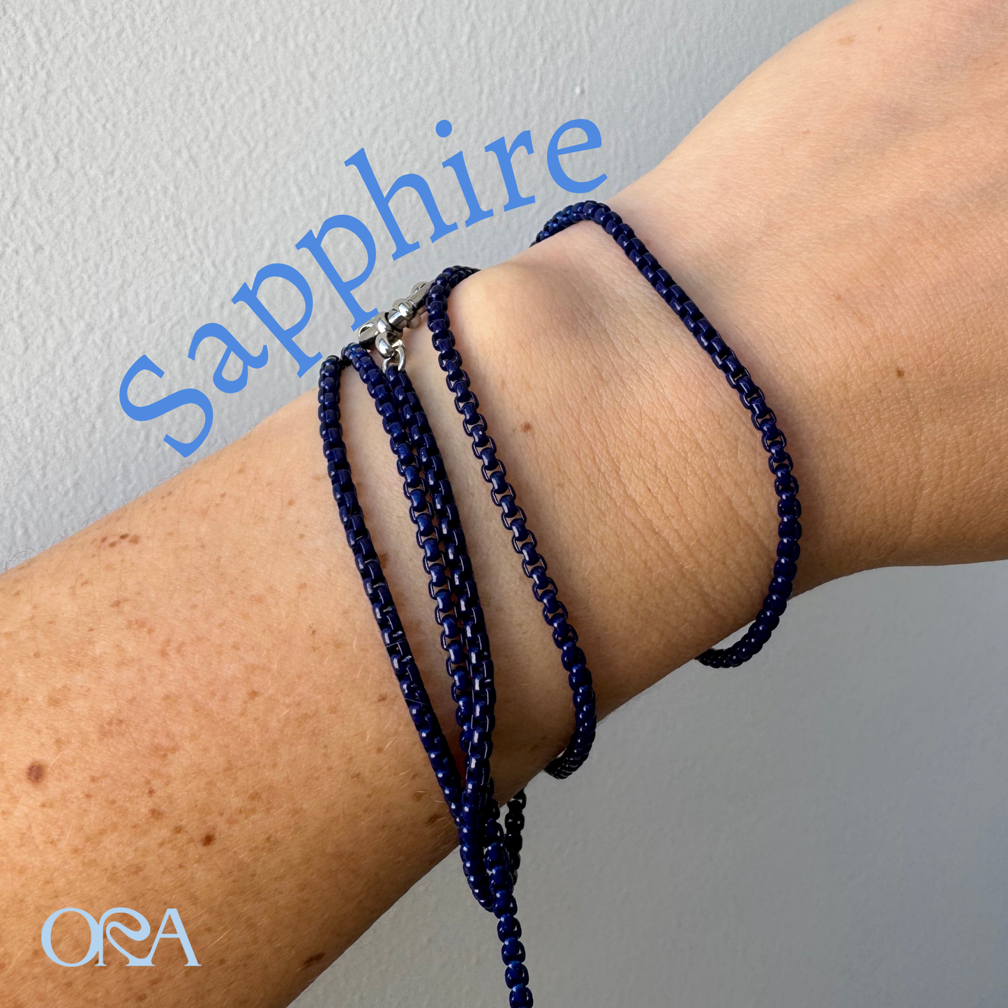 Box Chain Necklace in Sapphire
