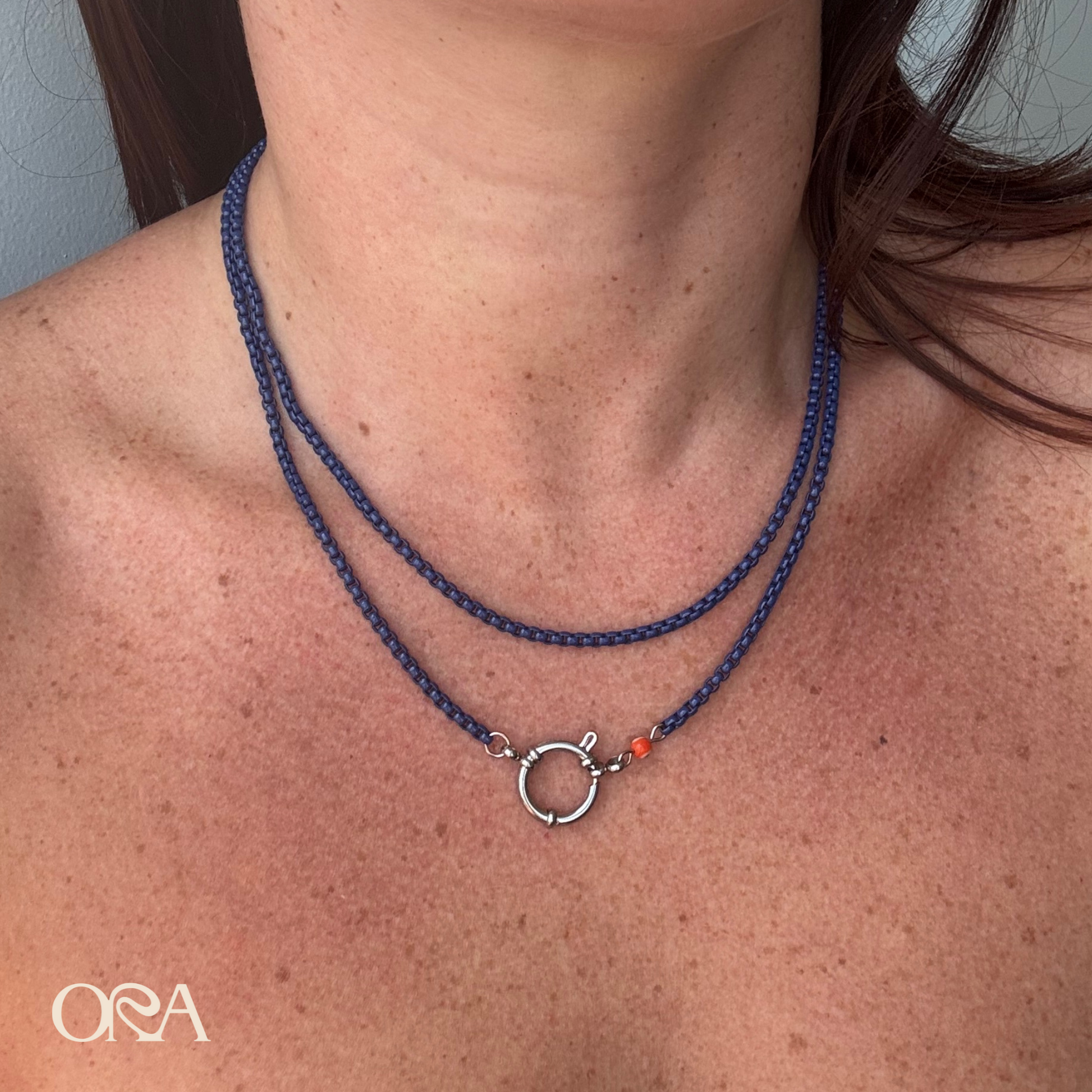 Box Chain Necklace in Indigo - ORA