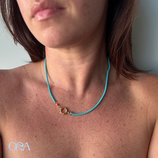 Box Chain Necklace in Miami Blue - ORA