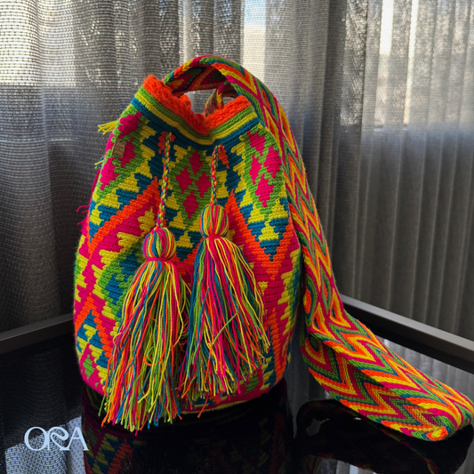 Wayuu Bag Green Neon Pattern - ORA