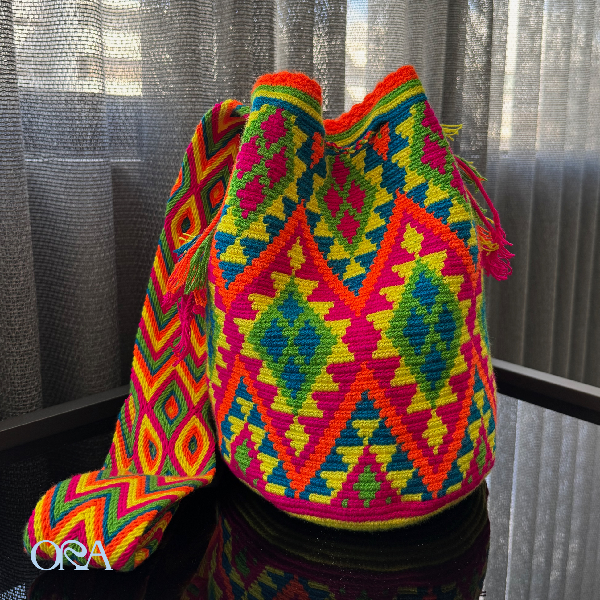 Wayuu Bag Green Neon Pattern - ORA