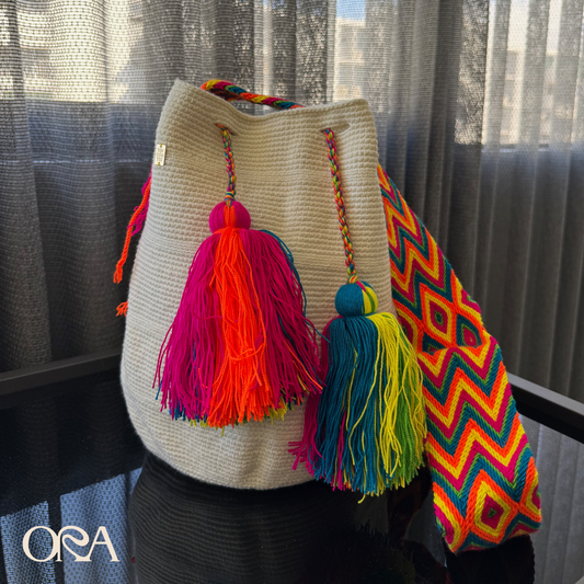 Wayuu Bag in White Neon - ORA