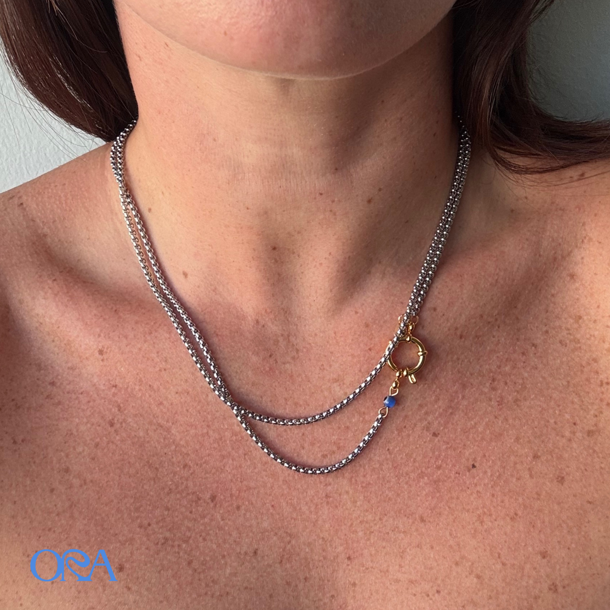 Box Chain Necklace in Silver - ORA